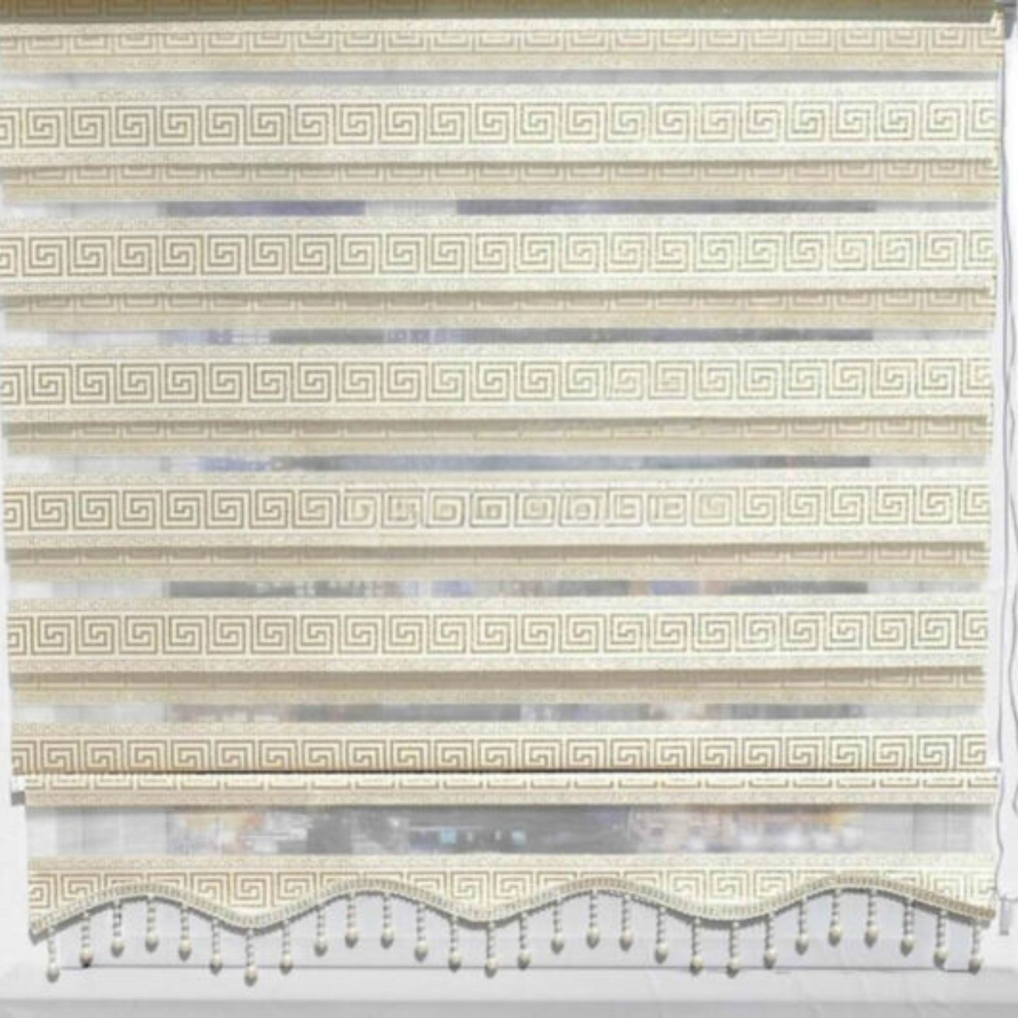 Paneelpatroon Gouden Jacquard Zebra Rolgordijn