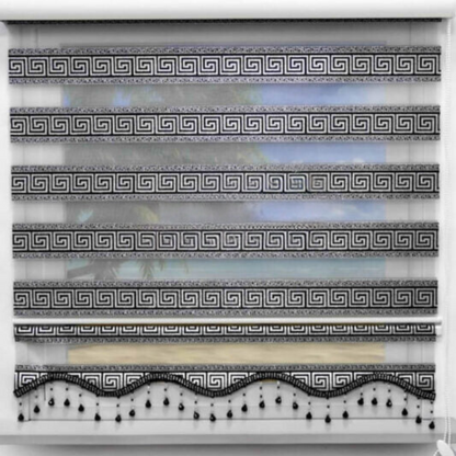 Zwarte Jacquard Zebra Rolgordijnen met Paneelpatroon