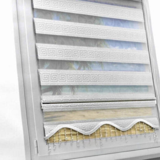 Pano-patroon zilveren jacquard zebra rolgordijn