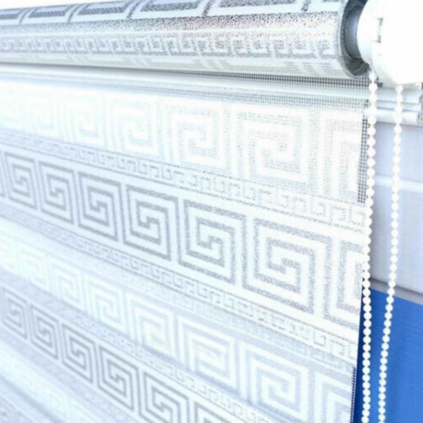 Pano-patroon zilveren jacquard zebra rolgordijn