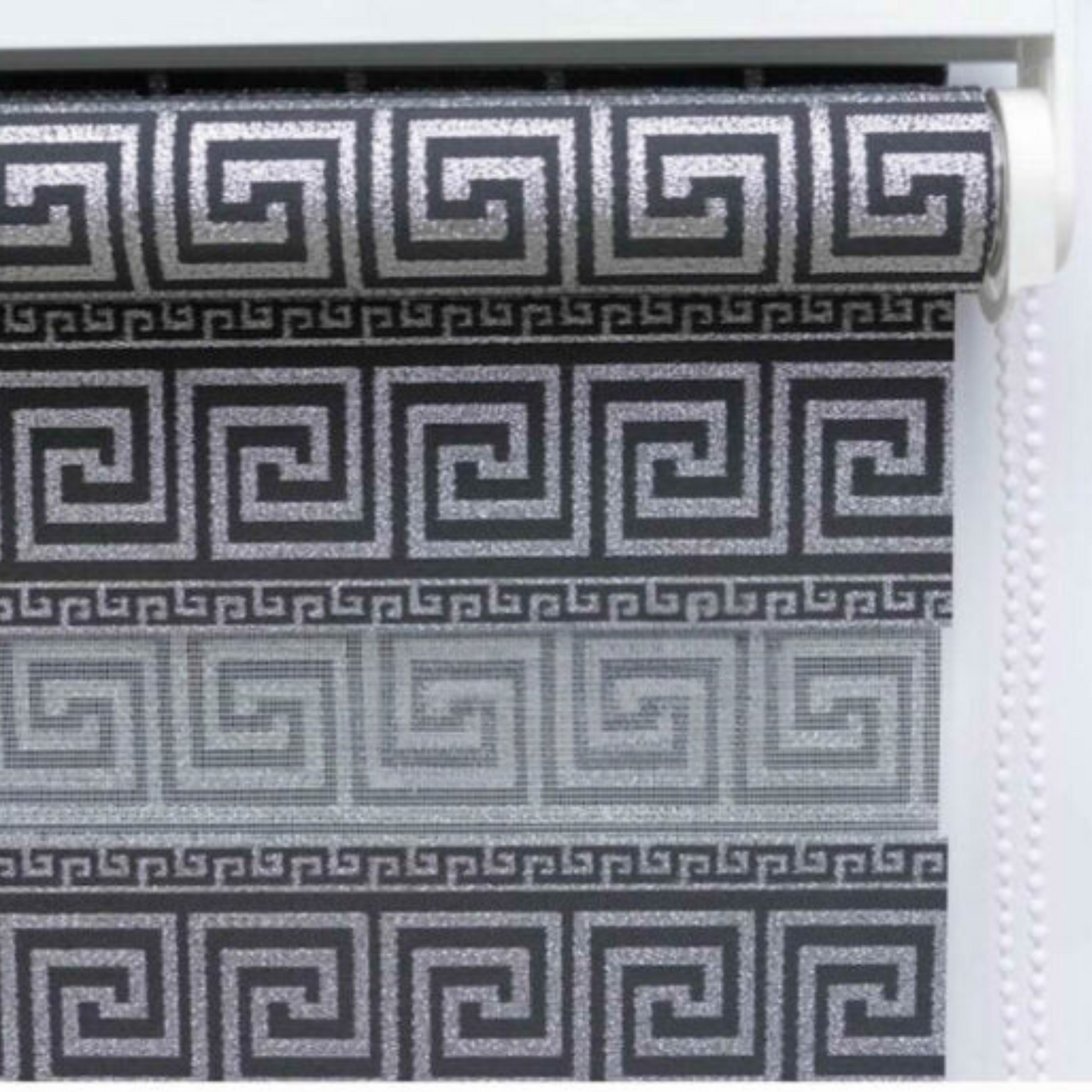 Zwarte Jacquard Zebra Rolgordijnen met Paneelpatroon