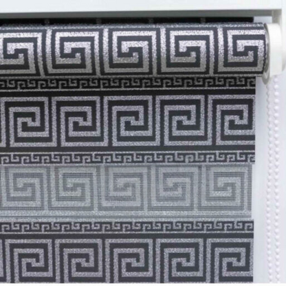 Zwarte jacquard zebra-rolgordijnen met paneelmotief