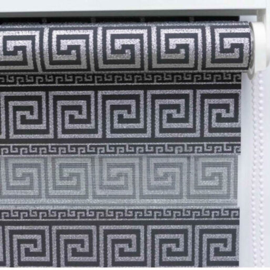 Zwarte jacquard zebra-rolgordijnen met paneelmotief