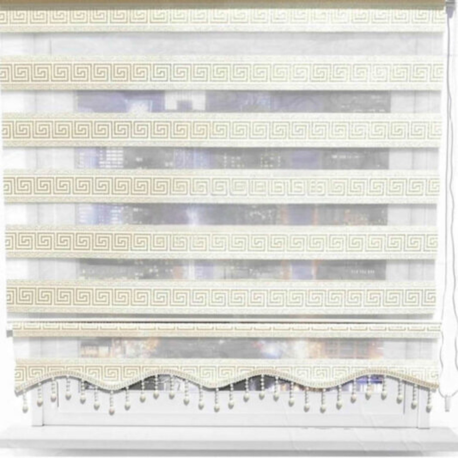Paneelpatroon Gouden Jacquard Zebra Rolgordijnen