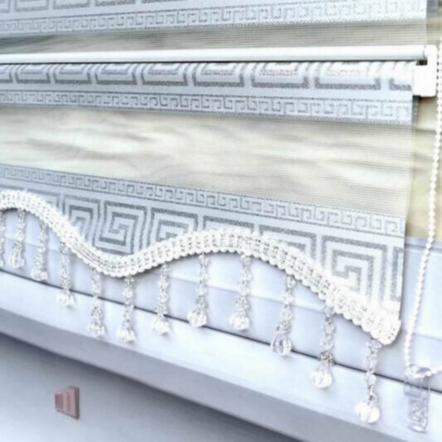 Pano-patroon zilveren jacquard zebra rolgordijn