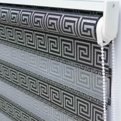 Zwarte Jacquard Zebra Rolgordijnen met Paneelpatroon