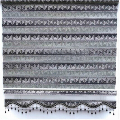 Zwarte jacquard zebra-rolgordijnen met paneelmotief