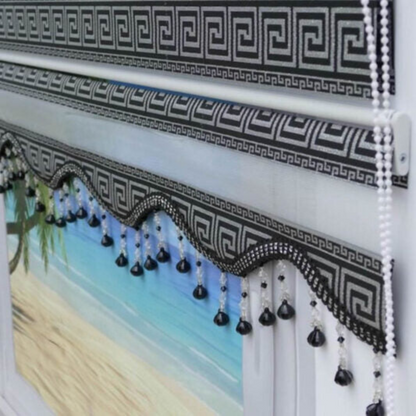 Zwarte jacquard zebra-rolgordijnen met paneelmotief