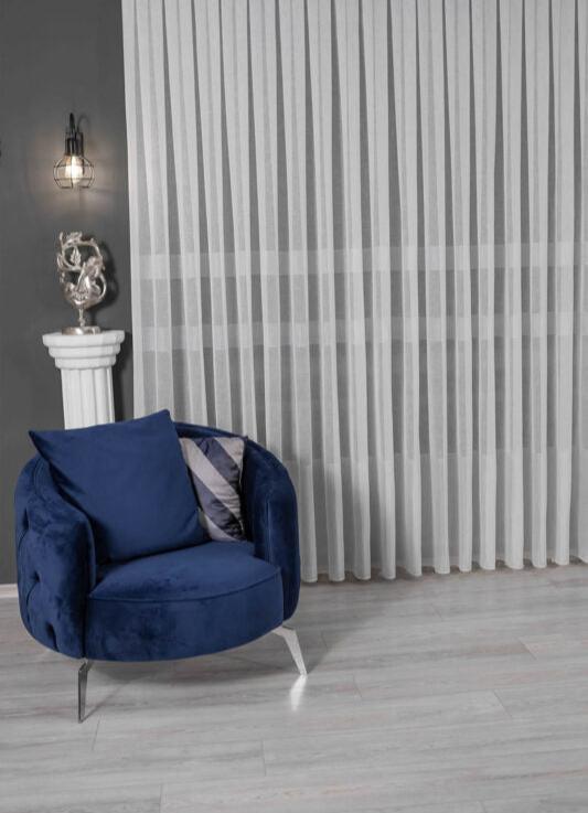 Gestreept linnen witte kleur Tule gordijn