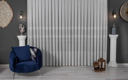 Gestreept linnen witte kleur Tule gordijn